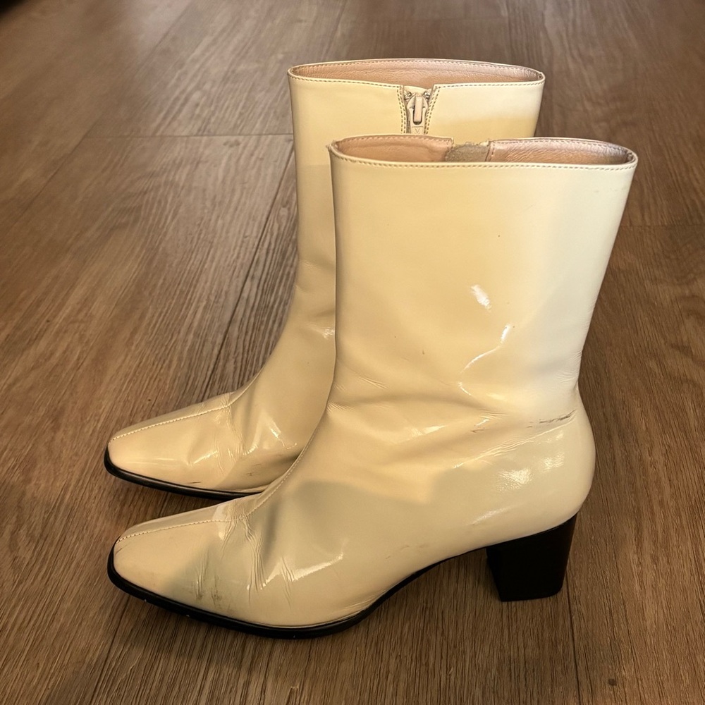 INTENTIONALLY BLANK Cream Heeled Boots